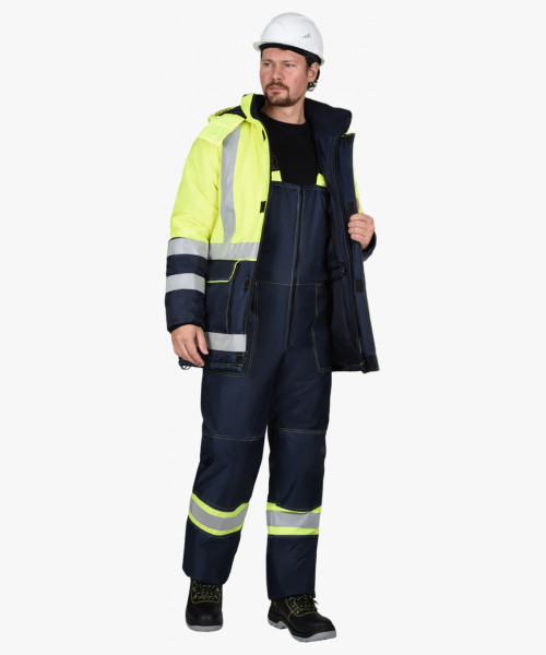 Костюм СИРИУС-ТЕРМИНАЛ зимний, куртка, п/к, синий с лимонным и СОП