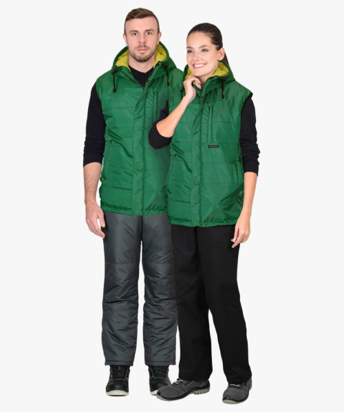 Жилет СИРИУС-ЗОДИАК зеленый (на подкладке флис желтый)