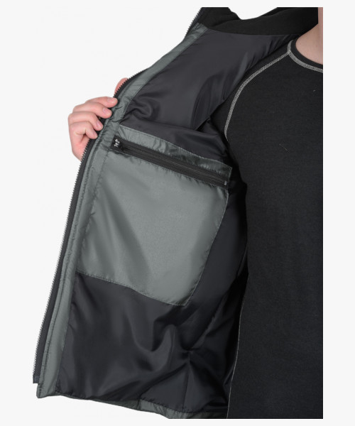 Жилет СИРИУС-УРБАН утепленный с капюшоном серый с черным