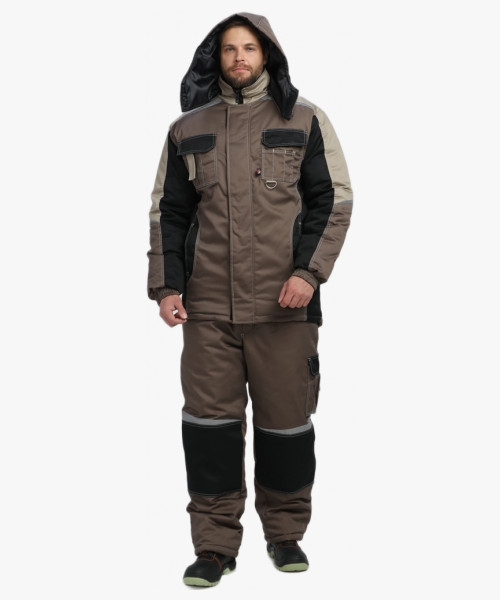 Костюм зимний Мега IMP (тк.Смесовая,240) брюки, коричневый/черный/бежевый