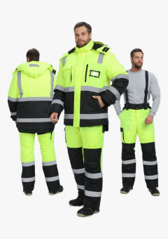 Костюм зимний сигнальный ProfLineSpecialist (тк.Оксфорд PU) брюки, желтый/черный