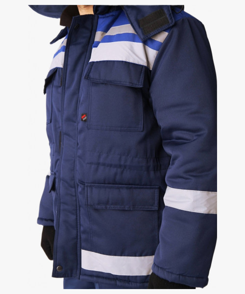 Костюм зимний Горизонт-Люкс (Смесовая, 210) брюки, темно-синий/васильковый