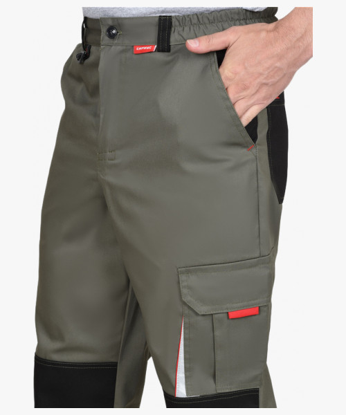 Костюм СИРИУС-СТАН куртка, брюки оливковый с черной и красной отделкой