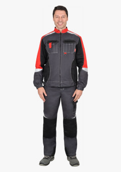 Куртка СИРИУС-ФАВОРИТ-МЕГА серая с красным, черным и СОП