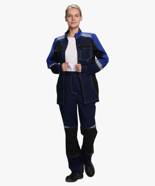 Костюм женский Вектрон-1 (тк.Смесовая,240) брюки, т.синий/васильковый/черный