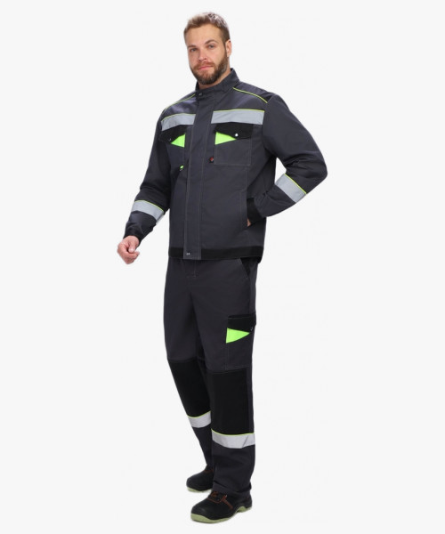 Костюм Ховард-1 (тк.Смесовая,240) брюки, т.серый/черный/лимонный