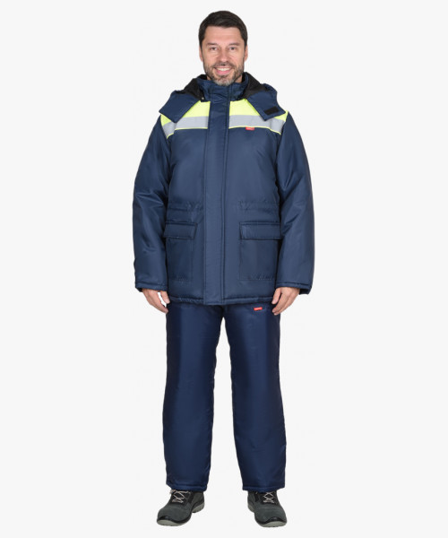 Куртка СИРИУС-БРИГАДИР темно-синяя с неоновым и СОП