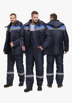 Костюм зимний Труженик-Ультра-2 (тк.Оксфорд) п/к, т.синий/васильковый