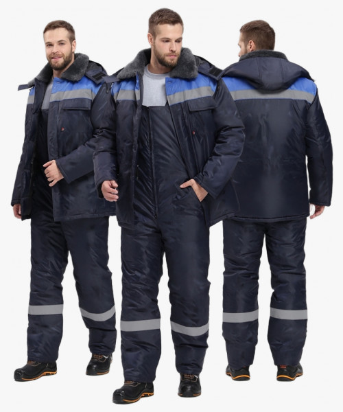 Костюм зимний Труженик-Ультра-2 (тк.Оксфорд) п/к, т.синий/васильковый
