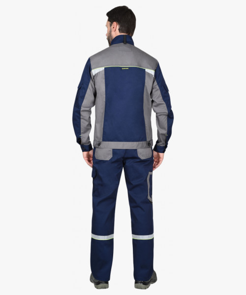 Куртка СИРИУС-СТАН синяя со средне-серым и лимонной отделкой