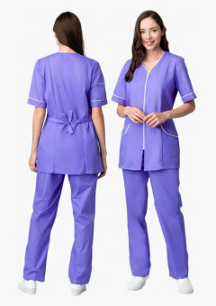 Женский костюм Вера (ткань ТиСи), сиреневый/белый