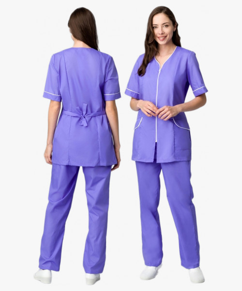 Женский костюм Вера (ткань ТиСи), сиреневый/белый