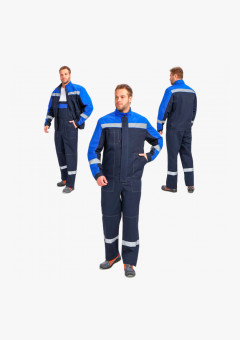 Костюм Бриготек-2 СОП (тк. Смесовая, 260 г/м2) полукомбинезон, тёмно-синий, васильковый