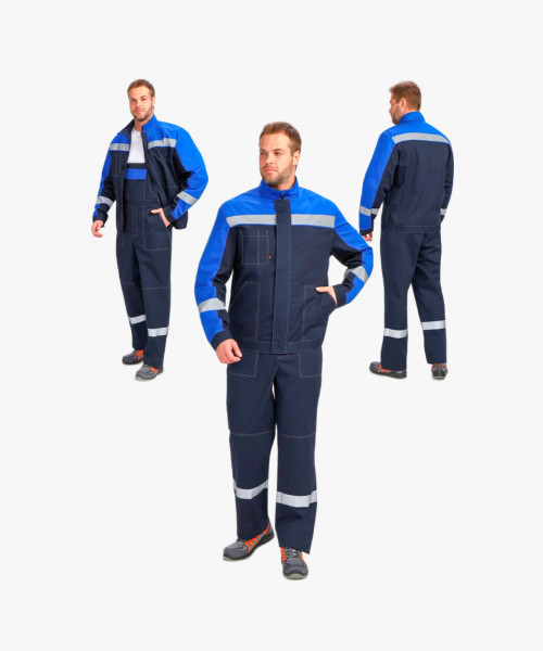 Костюм Бриготек-2 СОП (тк. Смесовая, 260) полукомбинезон, т.синий/васильковый