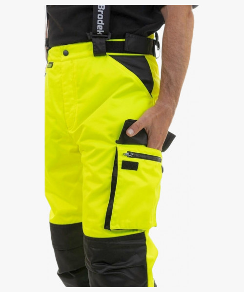 Брюки сигнальные зимние Brodeks KW308, цвет жёлтый, чёрный