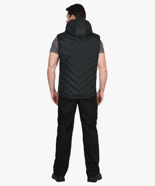 Жилет утеплённый СИРИУС-СТИЛЬ чёрный с зелёной отделкой