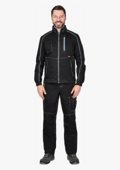 Куртка СИРИУС-АЛЕКС летняя мужская черная с голубой отделкой