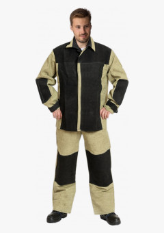 Костюм сварщика комбинированный 2 кл.защиты (тк.Брезент,550/Спилок S=1,5), черный/бежевый