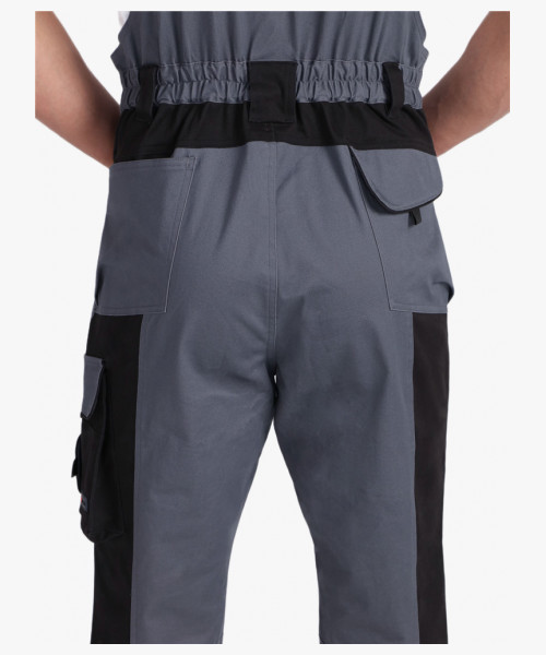 Костюм мужской летний ProfLineLeader-2 (тк.Хлопок/Спандекс,260) полукомбинезон, серый/черный