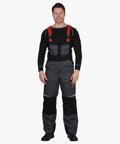 Костюм СИРИУС-ФАВОРИТ-МЕГА куртка, п/к, серый с черным и красным, СОП