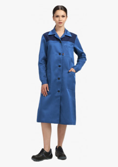 Халат женский Лигор (тк.Смесовая,210), васильковый/т.синий