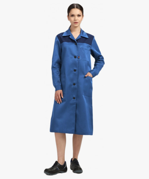 Халат женский Лигор (тк.Смесовая,210), васильковый/т.синий