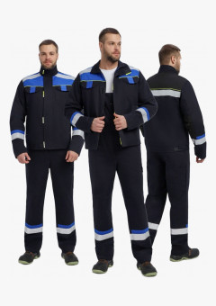 Костюм Бостон (тк.Саржа,320) п/к, т.синий/васильковый