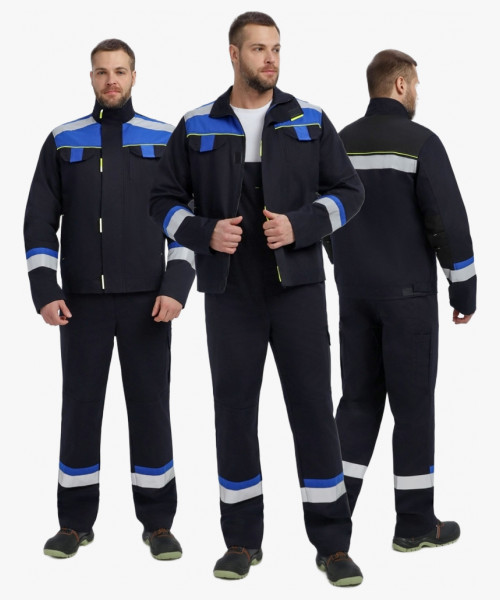 Костюм Бостон (тк.Саржа,320) п/к, т.синий/васильковый