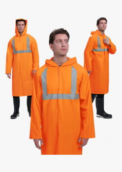 Плащ влагозащитный сигнальный ProfLineBase СОП (ПВХ,180), оранжевый