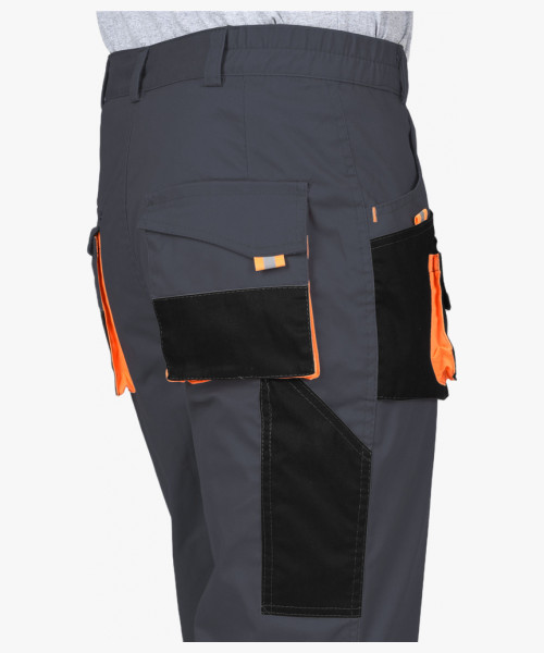 Брюки СИРИУС-МАНХЕТТЕН т.серый с оранж. и черным тк.  стрейч пл. 250 г/кв.м