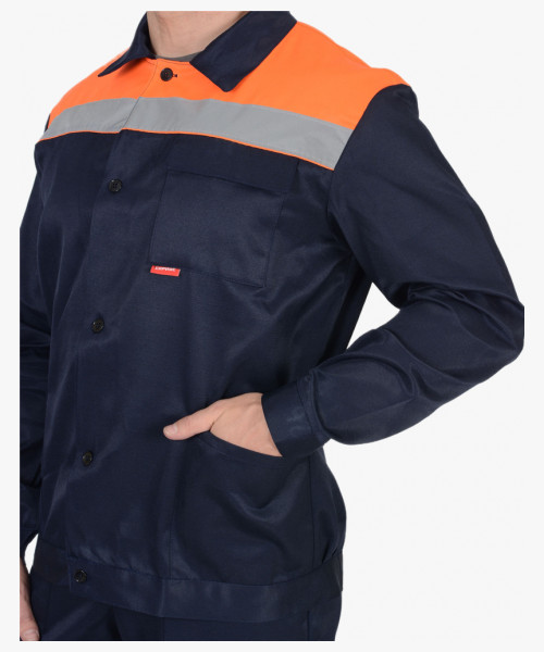 Костюм СИРИУС-СТРОЙГРАД куртка, п/к т.синий с оранжевым СОП 50мм