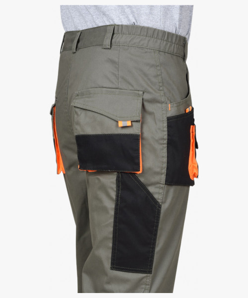 Костюм СИРИУС-МАНХЕТТЕН куртка. брюки оливковый с оранжевым и чер. тк. мех. стрейч пл 260 г/кв.м