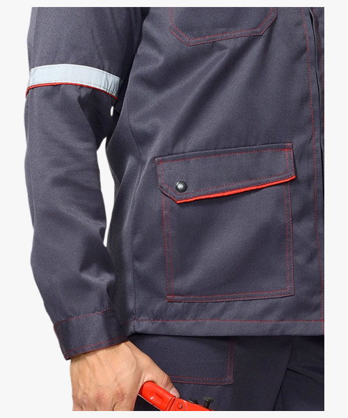 Костюм СИРИУС-МЕХАНИК куртка, брюки серый с красным и СОП