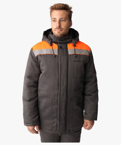 Костюм зимний Партнер NEW (Смесовая, 210) п/к, темно-серый/оранжевый