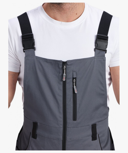 Костюм мужской летний ProfLineLeader-2 (тк.Хлопок/Спандекс,260) полукомбинезон, серый/черный