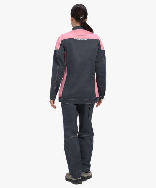 Костюм женский летний ProfLineSpecialist-1 (тк.Смесовая,240) брюки, серый/розовый