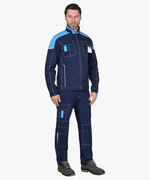 Куртка СИРИУС-ДЖЕТ короткая, синяя с голубым тк. мех. стрейч с ВО