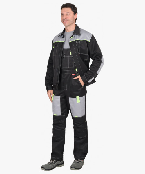 Костюм СИРИУС-ФАВОРИТ куртка, п/к черный со св.серым