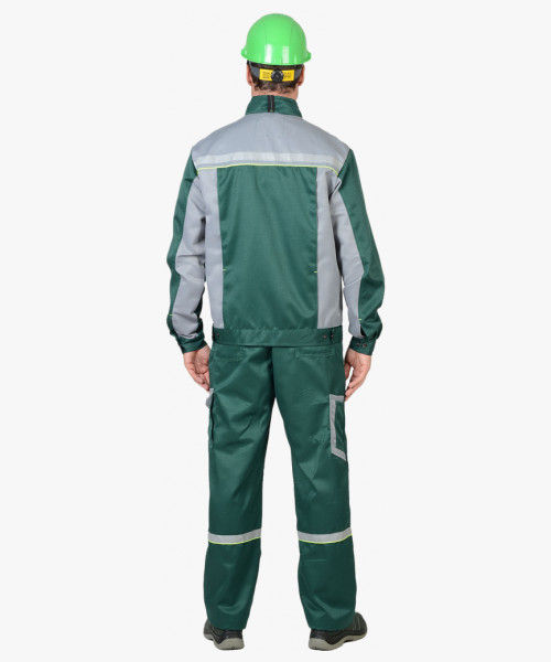 Костюм СИРИУС-ПРАКТИК-1 куртка, п/к зеленый со св. серым