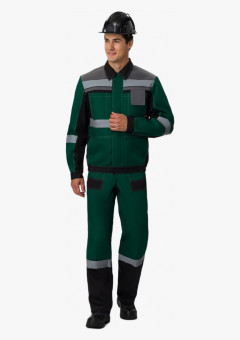 Костюм Виват-2 Премиум AR (тк.Смесовая,240) п/к, зеленый/черный/серый