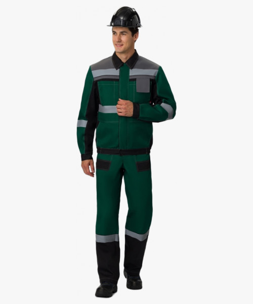 Костюм Виват-2 Премиум AR (тк.Смесовая,240) п/к, зеленый/черный/серый