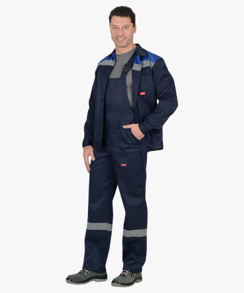 Костюм СИРИУС-СТРОЙГРАД куртка, п/к синий с васильковым СОП 50мм