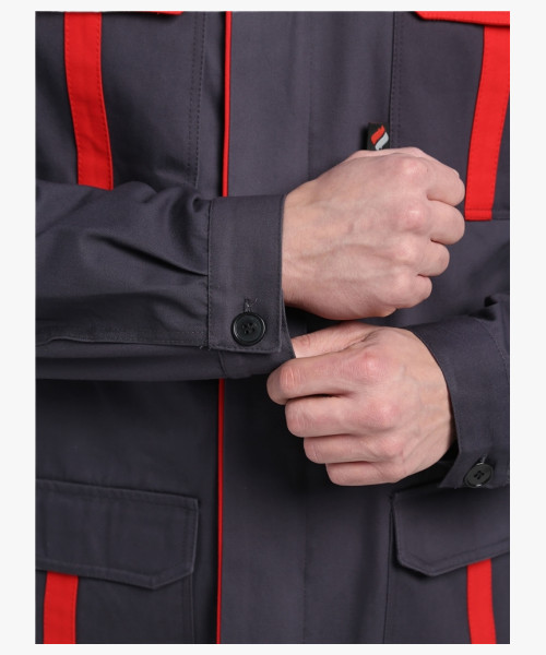 Костюм Итрорис-1 СОП (тк.Саржа,250) брюки, т.серый/красный