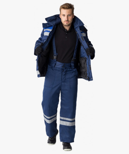 Костюм зимний Горизонт-Люкс (Смесовая, 210) брюки, темно-синий/васильковый