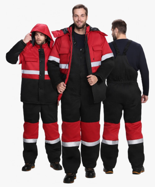 Костюм зимний Нордхард-2 СОП (тк.Смесовая,250) п/к, черный/красный