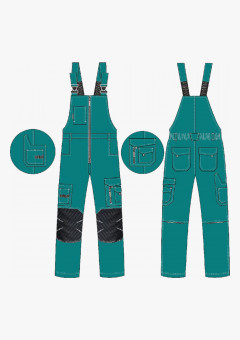 Полукомбинезон ProfLineSpecialist (тк. РипСтоп, 240 г/м2), циан, чёрный