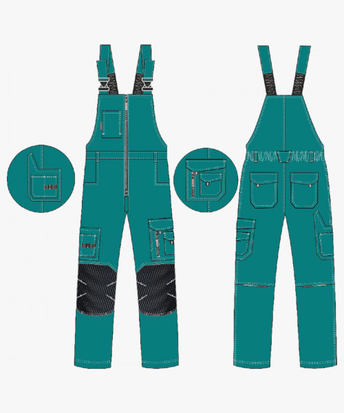 Полукомбинезон ProfLineSpecialist (тк. РипСтоп, 240), циан/черный