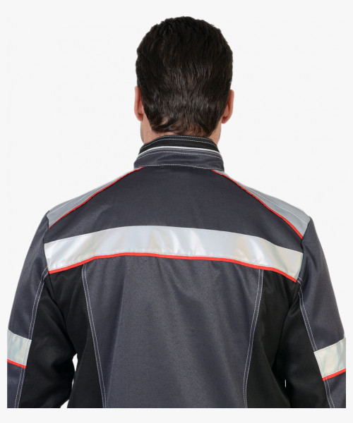 Костюм СИРИУС-ПОЛИНОМ куртка, п/к, темно-серый со светло-серым, черным, красным и СОП