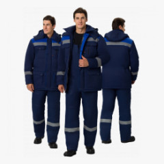 Костюм зимний Титан (тк.Смесовая,210) п/к, т.синий/васильковый