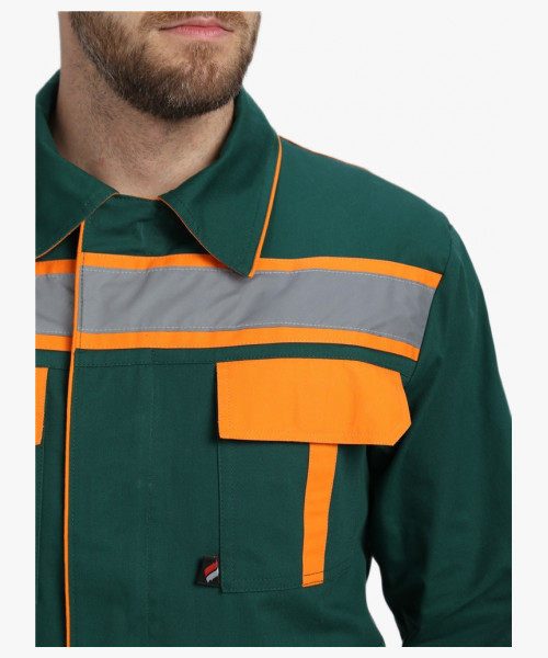 Костюм Итрорис-1 СОП (тк.Саржа,250) брюки, т.зеленый/оранжевый